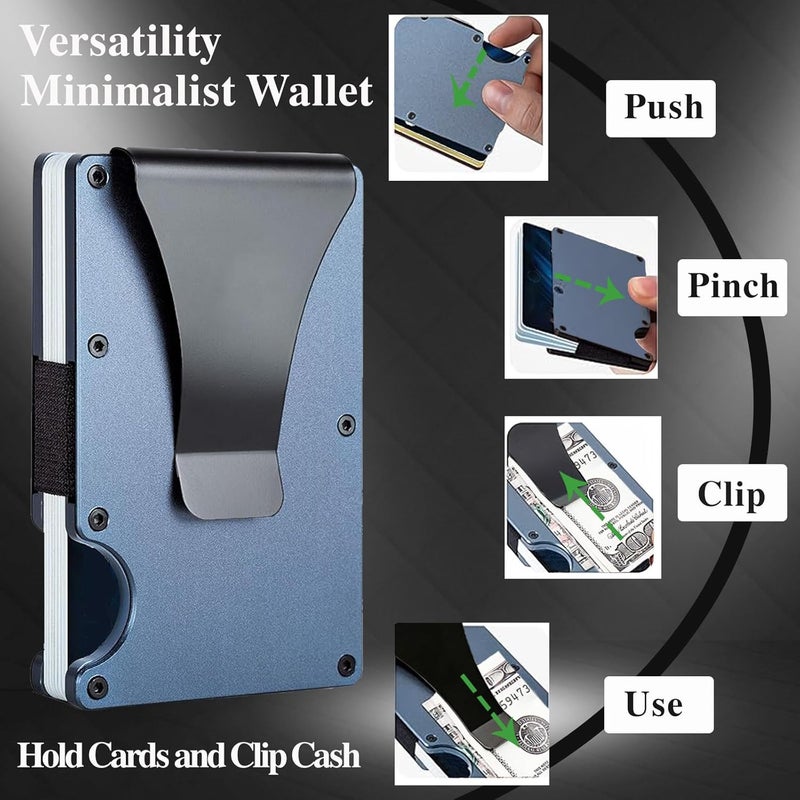 YLFYLFUP Minimalist Wallet with RFID Blocking for Men,Slim Credit Card Holder with Aluminum Money Clip Wallet for Men and Women,Metal Wallets for Mens Front Pocket as Gifts (Blue) - Image 5